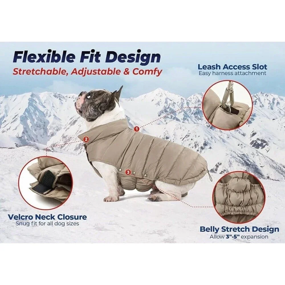 SPACE LION Dog Puffer Jacket Khaki Size 16/XL New With Tags